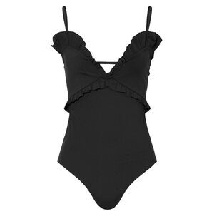 Evarae Womens Madison Ruffle One Piece Swimsuit US 10 Black IT 46 - NWT $295